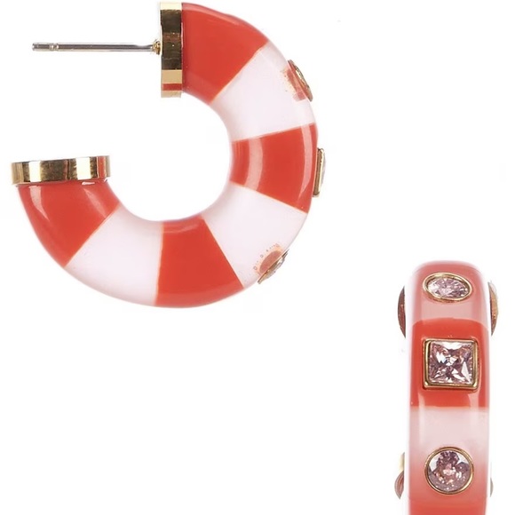 kate spade Jewelry - Kate Spade Seeing Stripes Statement Hoop Earrings